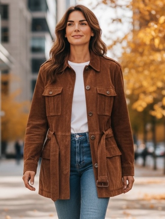 Lauren Ralph Lauren Jackets & Blazers - Lauren Ralph Lauren Suede Safari Jacket Belted Brown Cognac Utility Coat Size L